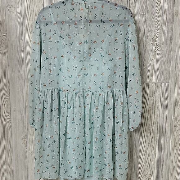 Melloday Mint Green Lined Chiffon Loose Fit Babydoll Dress Womens Small NWT - Picture 6 of 12